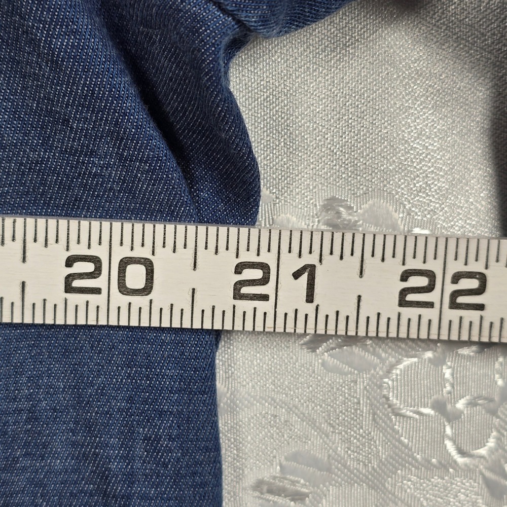 Chicos Blue Chambray Button Front Shirt Dress Women Large Long Sleeve Pockets - Picture 6 of 12